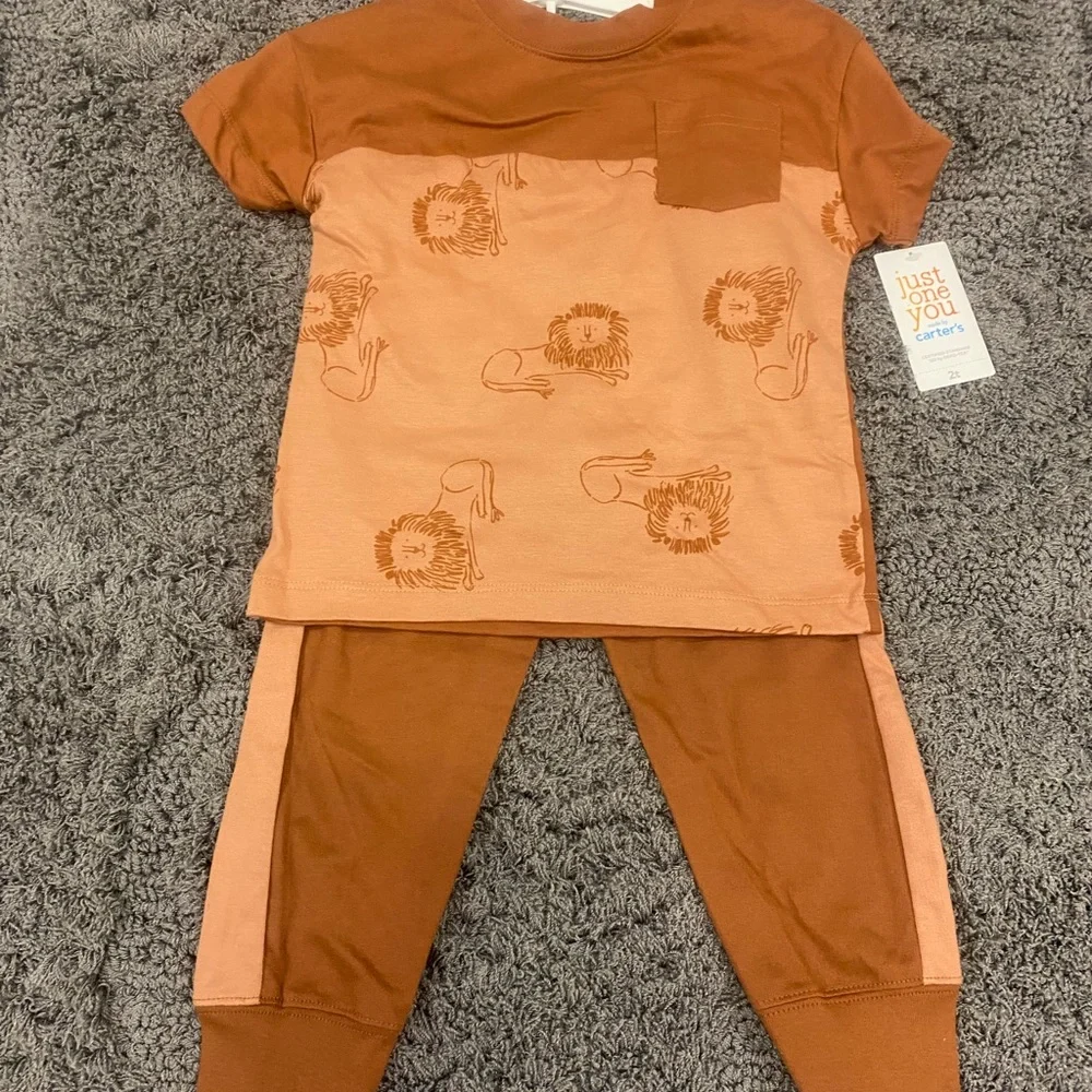 Carter's Two-Tone Rust and Peach Lion Outfit Set